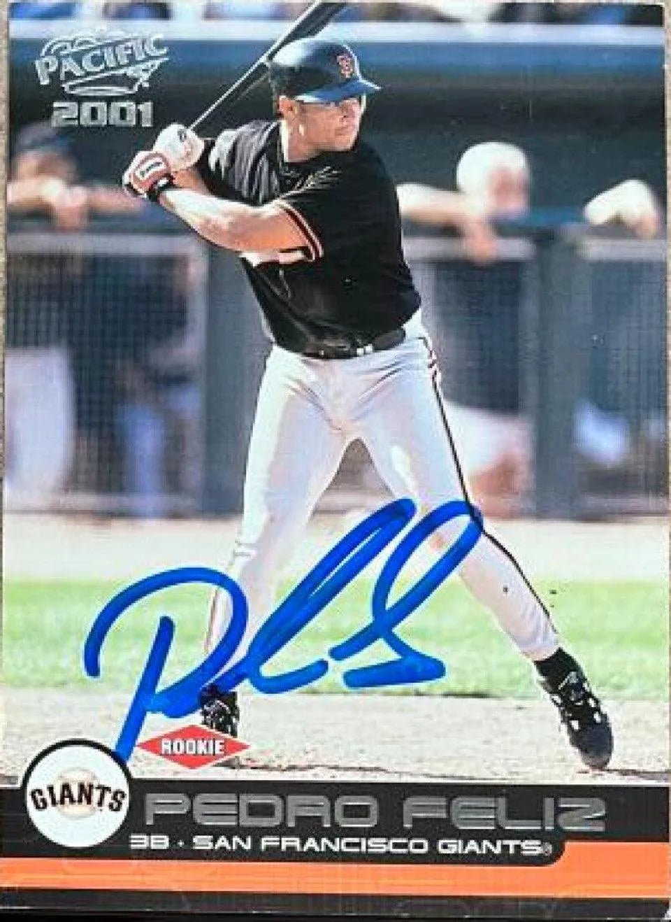Pedro Feliz Signed 2001 Pacific Baseball Card - San Francisco Giants