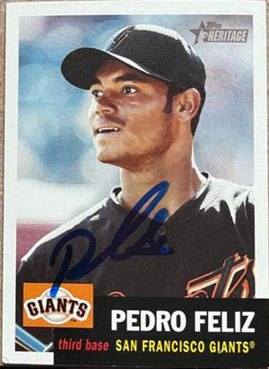 Pedro Feliz Signed 2002 Topps Heritage Baseball Card - San Francisco Giants - PastPros