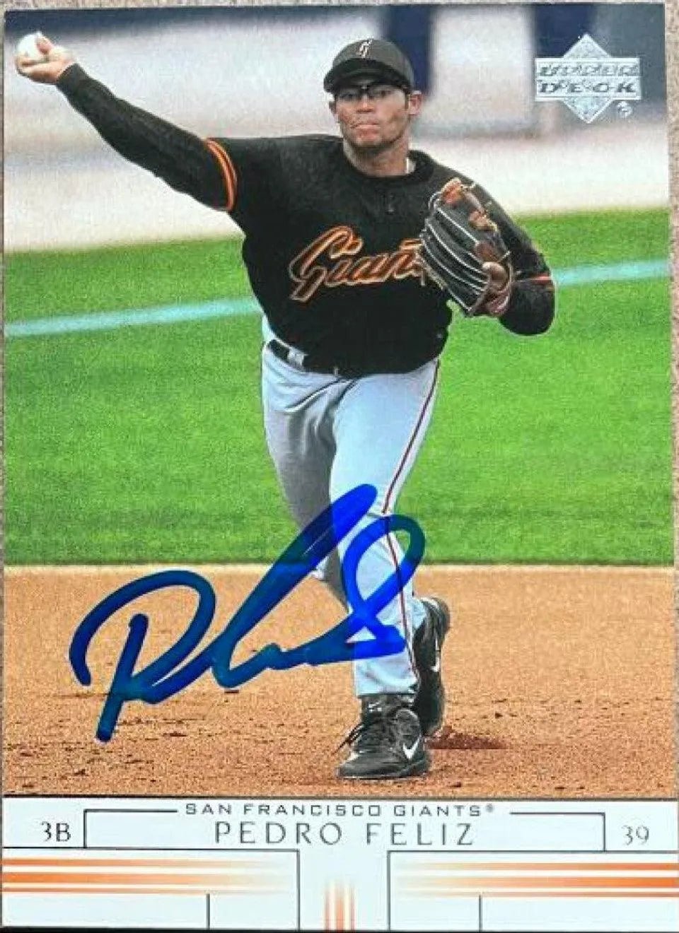 Pedro Feliz Signed 2002 Upper Deck Baseball Card - San Francisco Giants