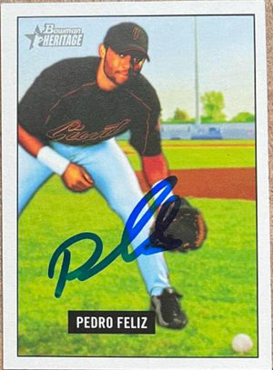 Pedro Feliz Signed 2005 Bowman Heritage Baseball Card - San Francisco Giants - PastPros