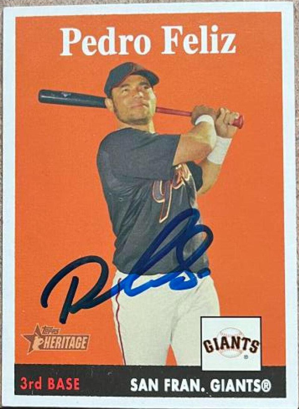 Pedro Feliz Signed 2007 Topps Heritage Baseball Card - San Francisco Giants - PastPros