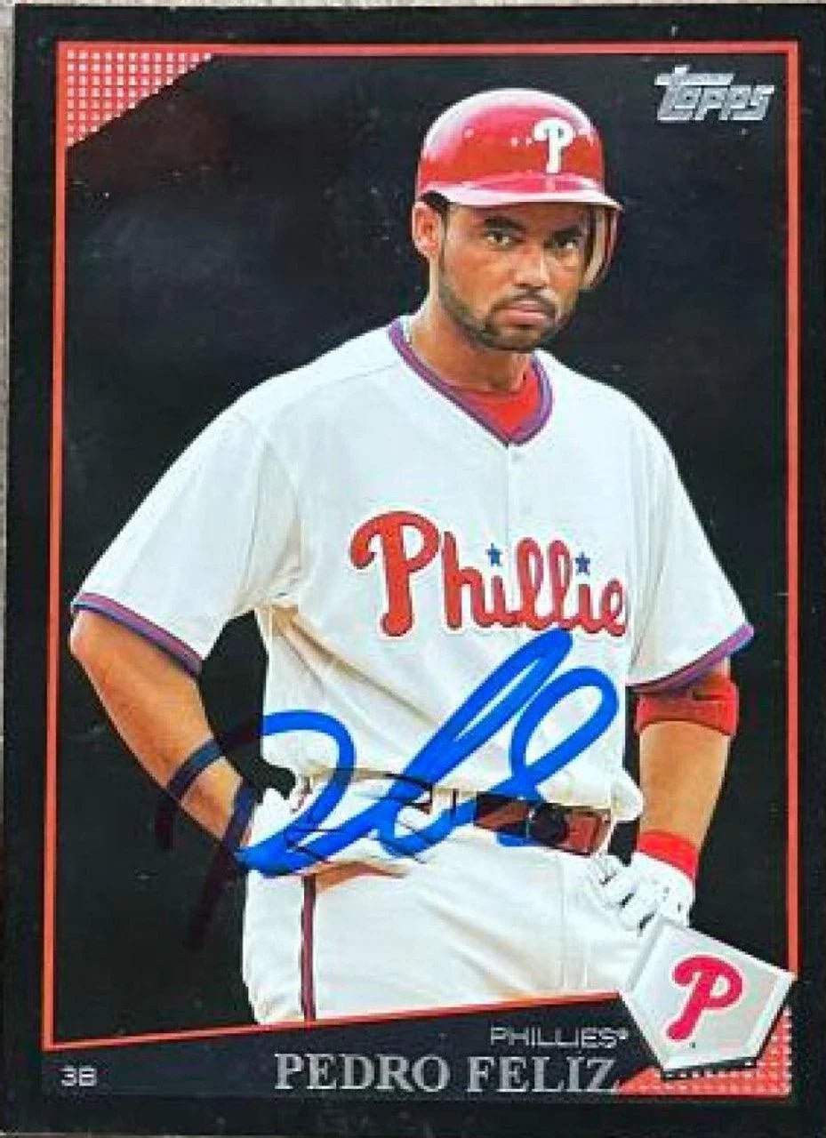Pedro Feliz Signed 2009 Topps Black Baseball Card - Philadelphia Phillies