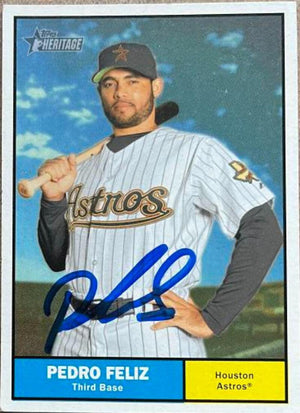 Pedro Feliz Signed 2010 Topps Heritage Baseball Card - Houston Astros - PastPros