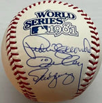 Pedro Guerrero, Ron Cey & Steve Yeager Autographed 1981 World Series Baseball