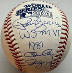 Pedro Guerrero, Ron Cey & Steve Yeager Autographed 1981 World Series Baseball w/ MVP Insc