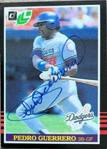 Pedro Guerrero Signed 1985 Leaf Baseball Card - Los Angeles Dodgers