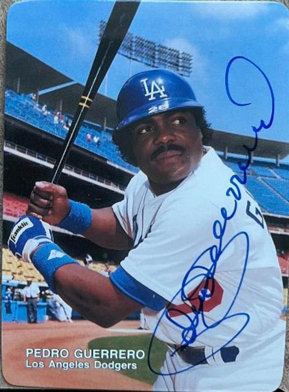 Pedro Guerrero Signed 1988 Mother's Cookies Baseball Card - Los Angeles Dodgers