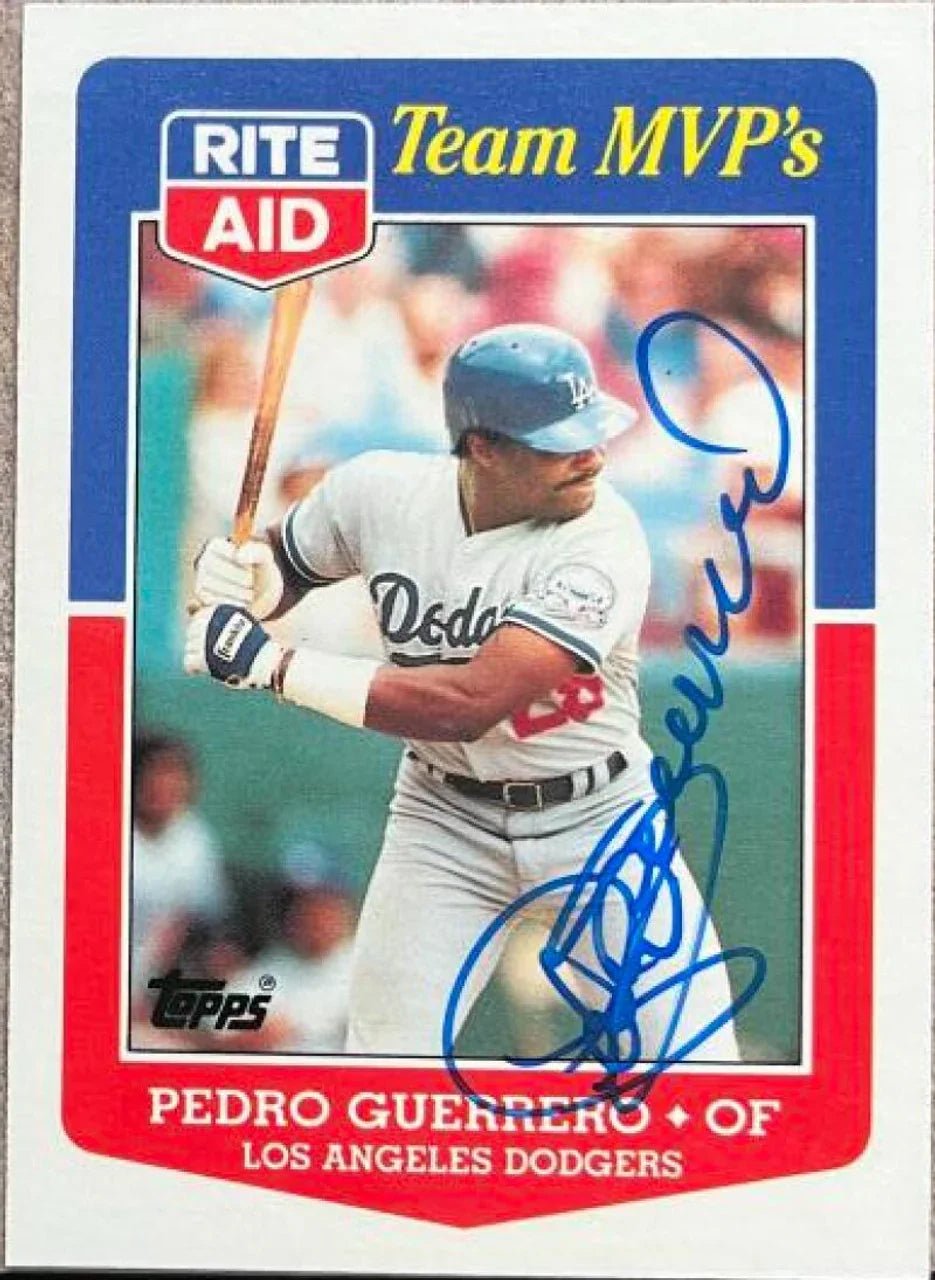 Pedro Guerrero Signed 1988 Topps Rite Aid Team MVPs Baseball Card - Los Angeles Dodgers