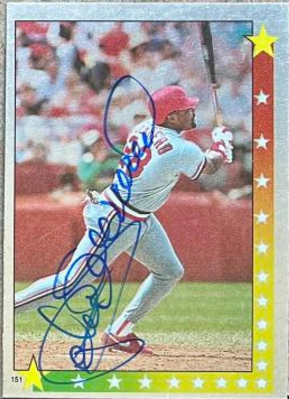Pedro Guerrero Signed 1990 Topps Stickers Baseball Card - St Louis Cardinals