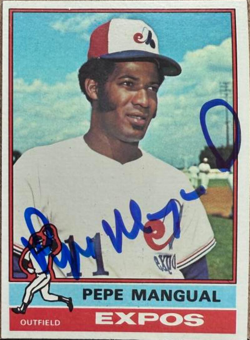Pepe Mangual Signed 1976 Topps Baseball Card - Montreal Expos #164
