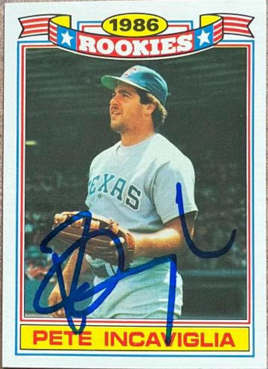 Pete Incaviglia Signed 1987 Topps Glossy Rookies Baseball Card - Texas Rangers