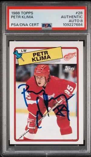 Petr Klima Signed 1988 - 89 Topps Hockey Card - Detroit Red Wings - PSA/DNA - PastPros