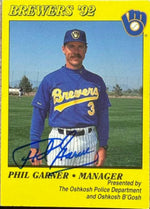 Phil Garner Autographed 1992 Milwaukee Police Baseball Card - Milwaukee Brewers