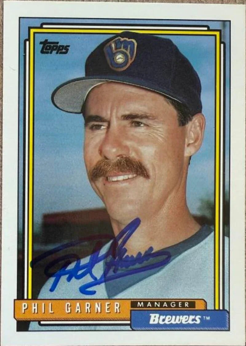 Phil Garner Autographed 1992 Topps Baseball Card - Milwaukee Brewers #291