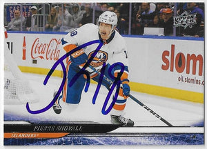 Pierre Engvall Signed 2024-25 Upper Deck Hockey Card - New York Islanders