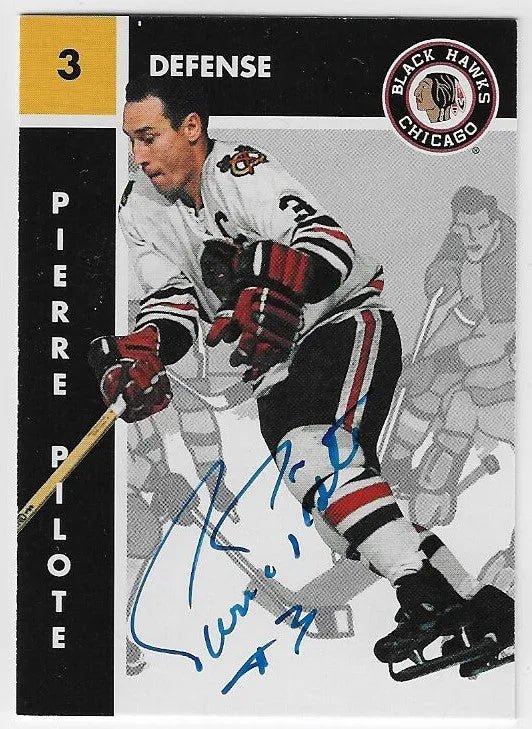 Pierre Pilote Signed 1995-96 Parkhurst '66-'67 Hockey Card - Chicago Blackhawks