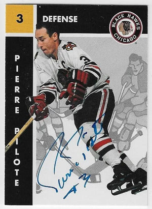 Pierre Pilote Signed 1995 - 96 Parkhurst '66 - '67 Hockey Card - Chicago Blackhawks - PastPros