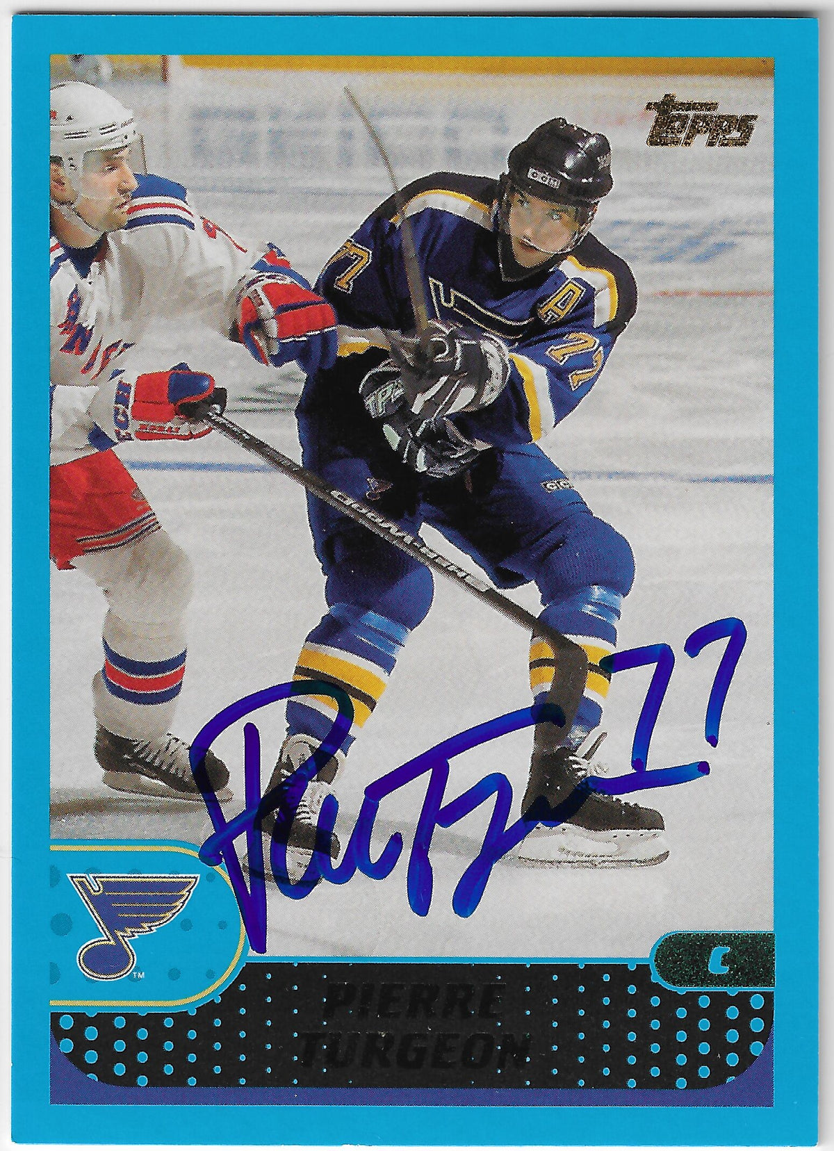Pierre Turgeon Signed 2001-02 Topps Hockey Card - St Louis Blues
