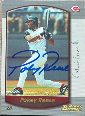 Pokey Reese Signed 2000 Bowman Baseball Card - Cincinnati Reds - PastPros