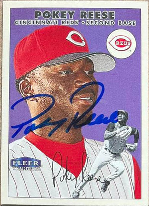 Pokey Reese Signed 2000 Fleer Tradition Baseball Card - Cincinnati Reds - PastPros