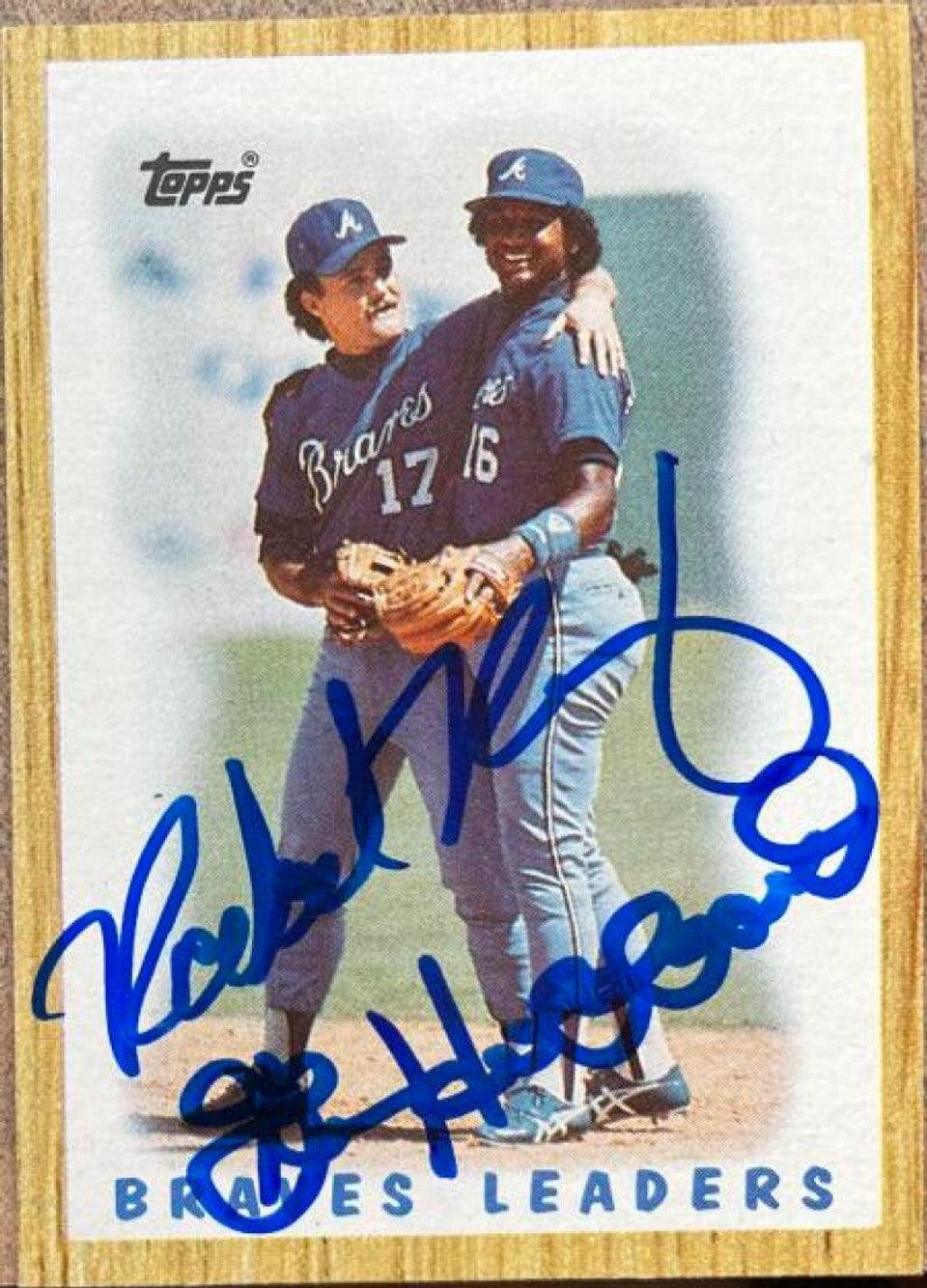 Rafael Ramirez & Glenn Hubbard Dual Signed 1987 Topps Leaders Baseball Card - Atlanta Braves - PastPros