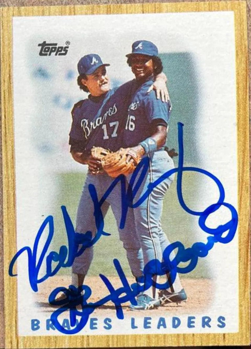 Rafael Ramirez & Glenn Hubbard Dual Signed 1987 Topps Leaders Baseball Card - Atlanta Braves