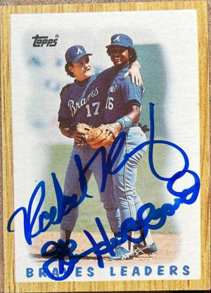 Rafael Ramirez & Glenn Hubbard Dual Signed 1987 Topps Leaders Baseball Card - Atlanta Braves