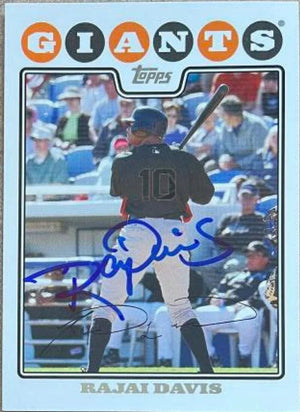 Rajai Davis Signed 2008 Topps Baseball Card - San Francisco Giants