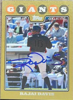 Rajai Davis Signed 2008 Topps Gold Baseball Card - San Francisco Giants - PastPros