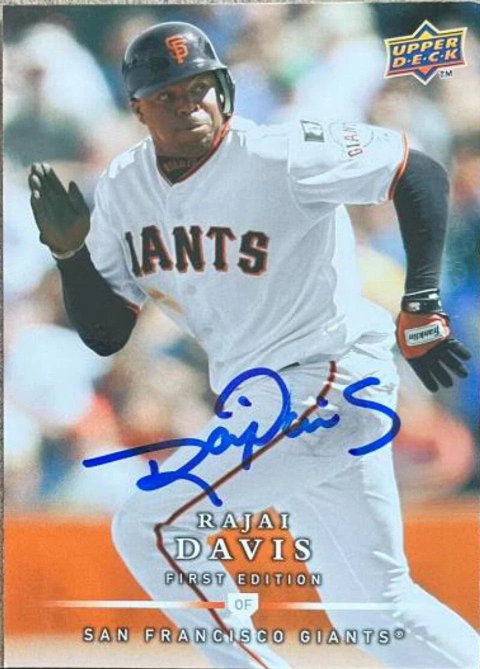 Rajai Davis Signed 2008 Upper Deck First Edition Baseball Card - San Francisco Giants