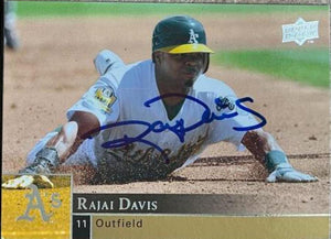 Rajai Davis Signed 2009 Upper Deck Baseball Card - Oakland A's - PastPros