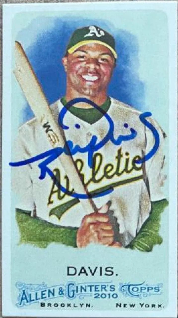 Rajai Davis Signed 2010 Allen & Ginter Mini Baseball Card - Oakland A's (A&G Back)