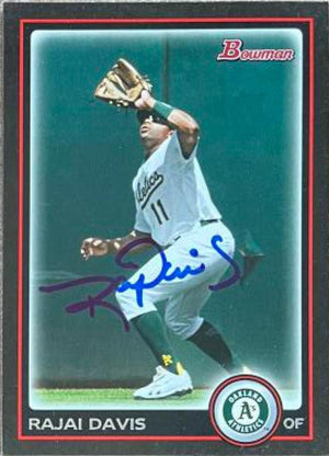 Rajai Davis Signed 2010 Bowman Baseball Card - Oakland A's - PastPros