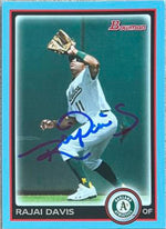 Rajai Davis Signed 2010 Bowman Blue Baseball Card - Oakland A's LE /520 - PastPros