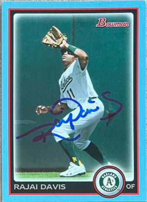 Rajai Davis Signed 2010 Bowman Blue Baseball Card - Oakland A's LE /520 - PastPros