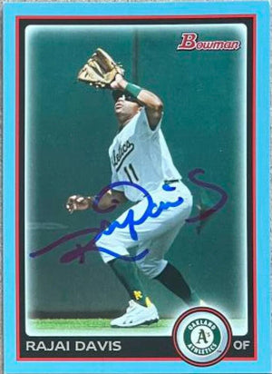 Rajai Davis Signed 2010 Bowman Blue Baseball Card - Oakland A's LE /520