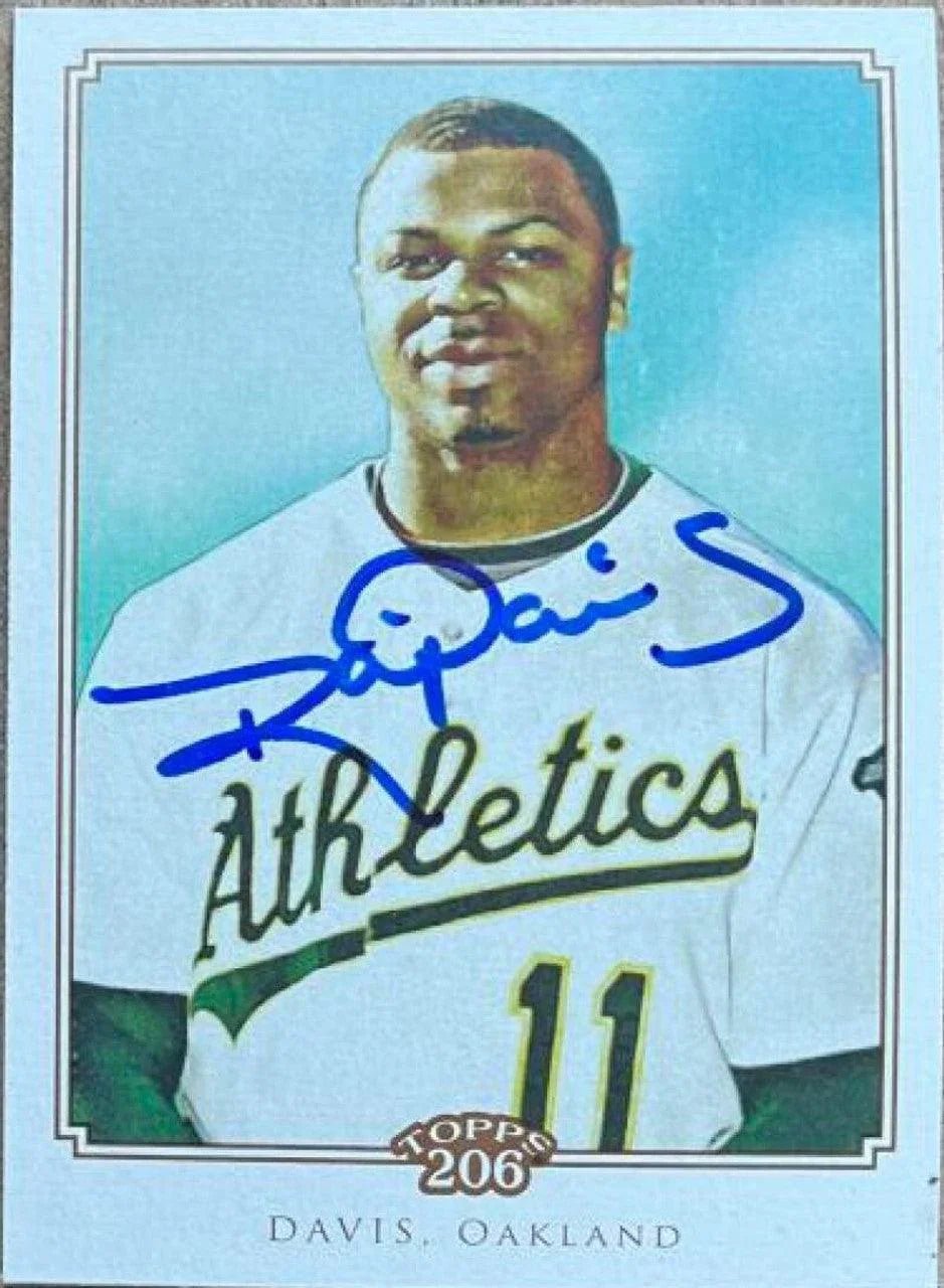 Rajai Davis Signed 2010 Topps 206 Baseball Card - Oakland A's #266