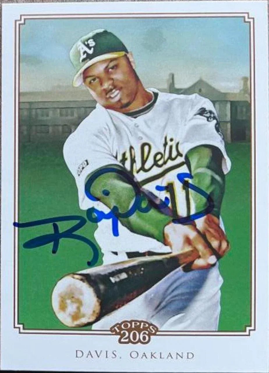 Rajai Davis Signed 2010 Topps 206 Baseball Card - Oakland A's #327 SP