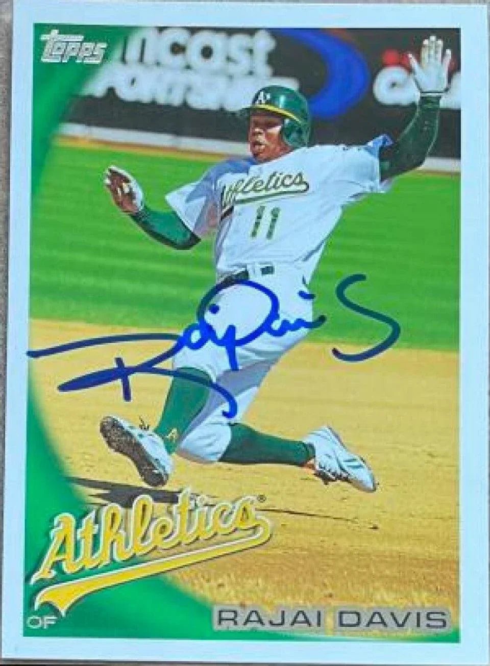 Rajai Davis Signed 2010 Topps Baseball Card - Oakland A's