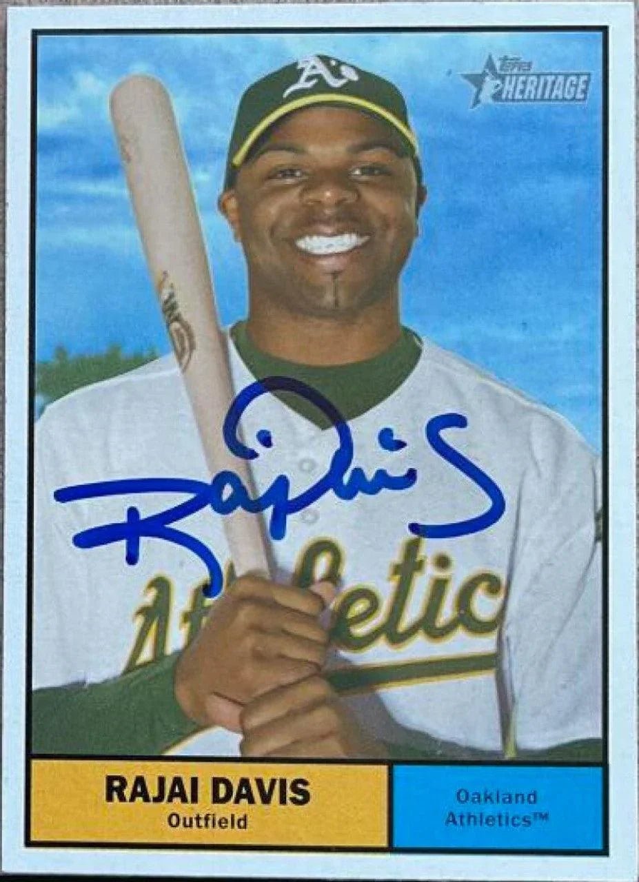 Rajai Davis Signed 2010 Topps Heritage Baseball Card - Oakland A's