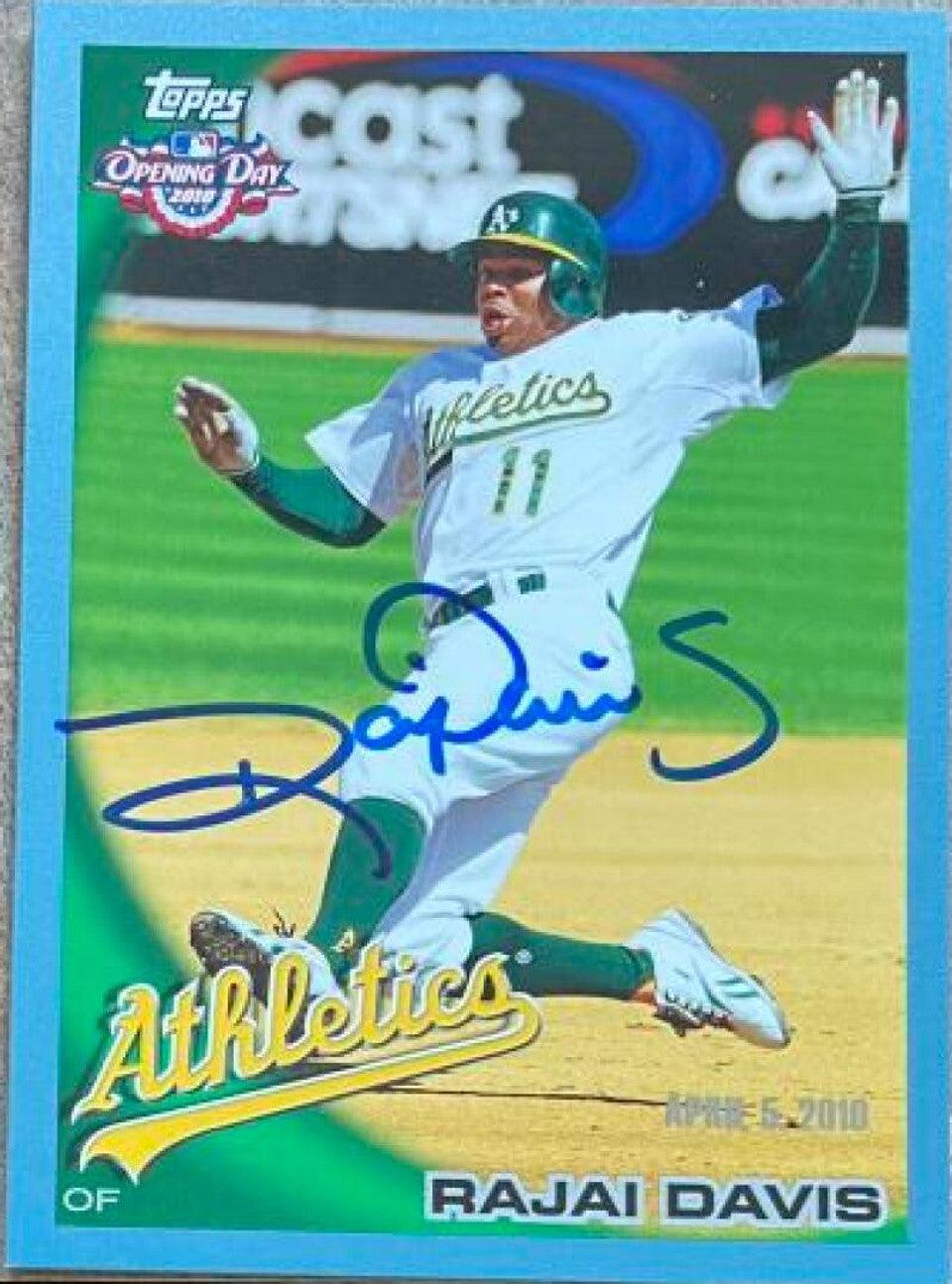 Rajai Davis Signed 2010 Topps Opening Day Blue Baseball Card - Oakland A's - PastPros