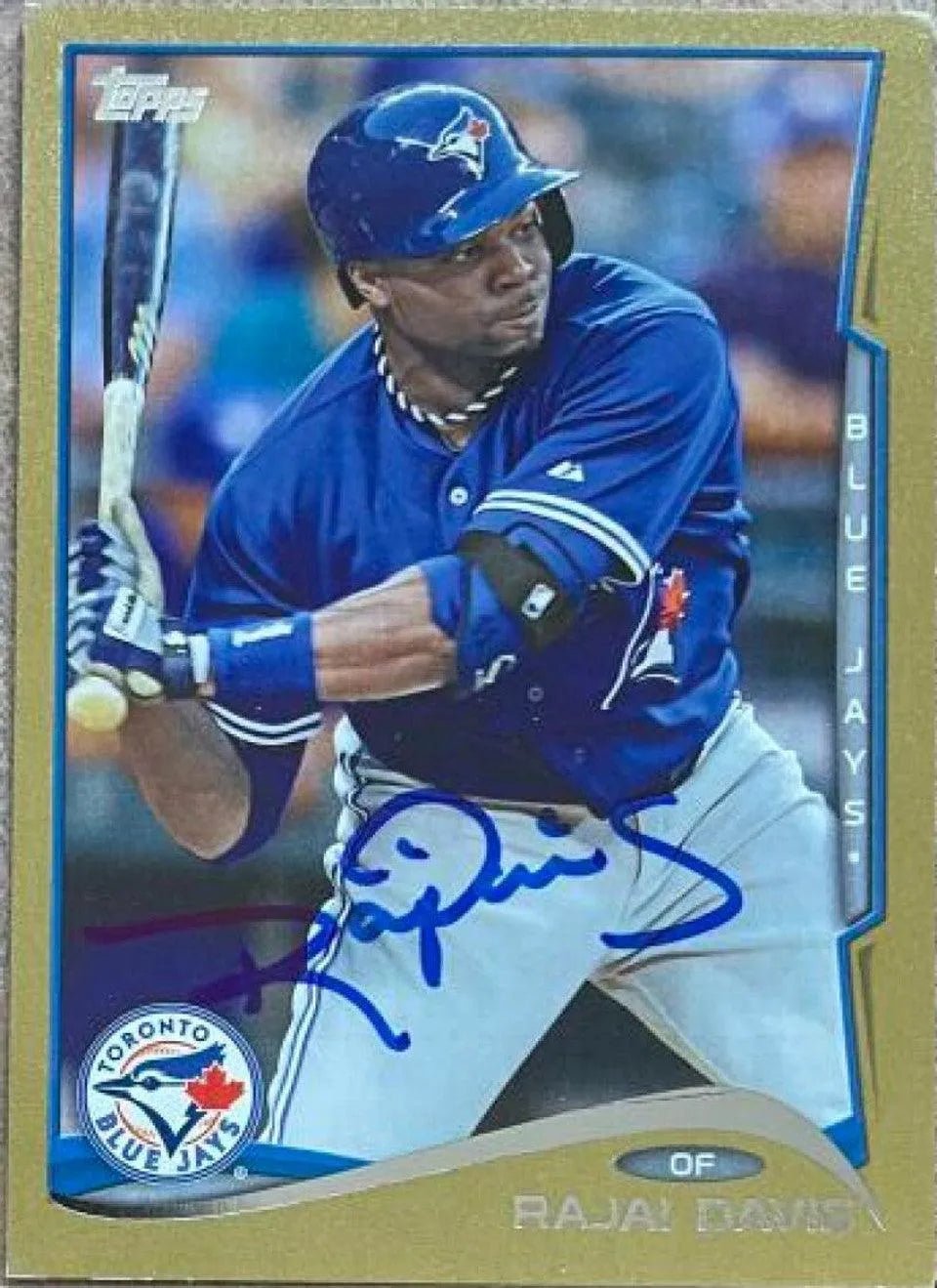 Rajai Davis Signed 2014 Topps Gold Baseball Card - Toronto Blue Jays