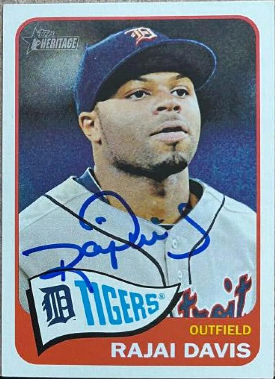 Rajai Davis Signed 2014 Topps Heritage Baseball Card - Detroit Tigers