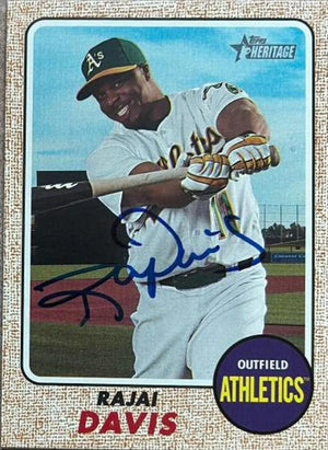 Rajai Davis Signed 2017 Topps Heritage Baseball Card - Oakland A's - PastPros