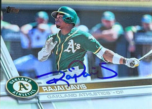 Rajai Davis Signed 2017 Topps Update Baseball Card - Oakland A's - PastPros