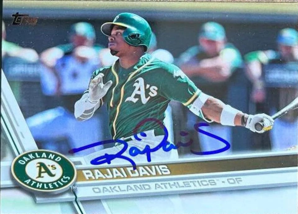 Rajai Davis Signed 2017 Topps Update Baseball Card - Oakland A's