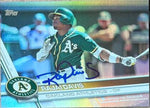 Rajai Davis Signed 2017 Topps Update Rainbow Foil Baseball Card - Oakland A's