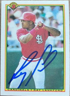 Ray Lankford Signed 1990 Bowman Baseball Card - St Louis Cardinals