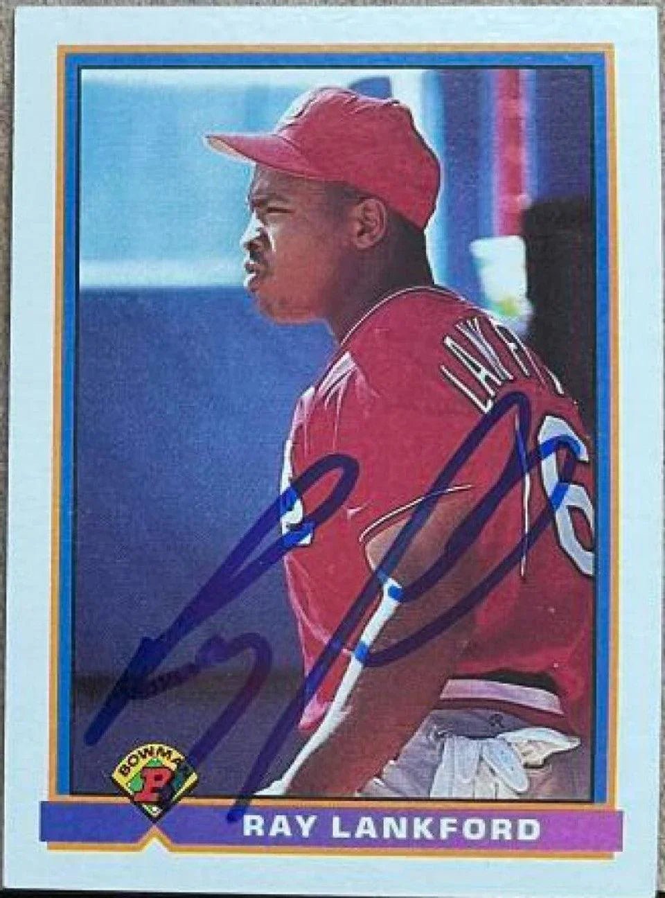 Ray Lankford Signed 1991 Bowman Baseball Card - St Louis Cardinals