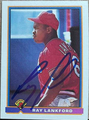 Ray Lankford Signed 1991 Bowman Baseball Card - St Louis Cardinals - PastPros